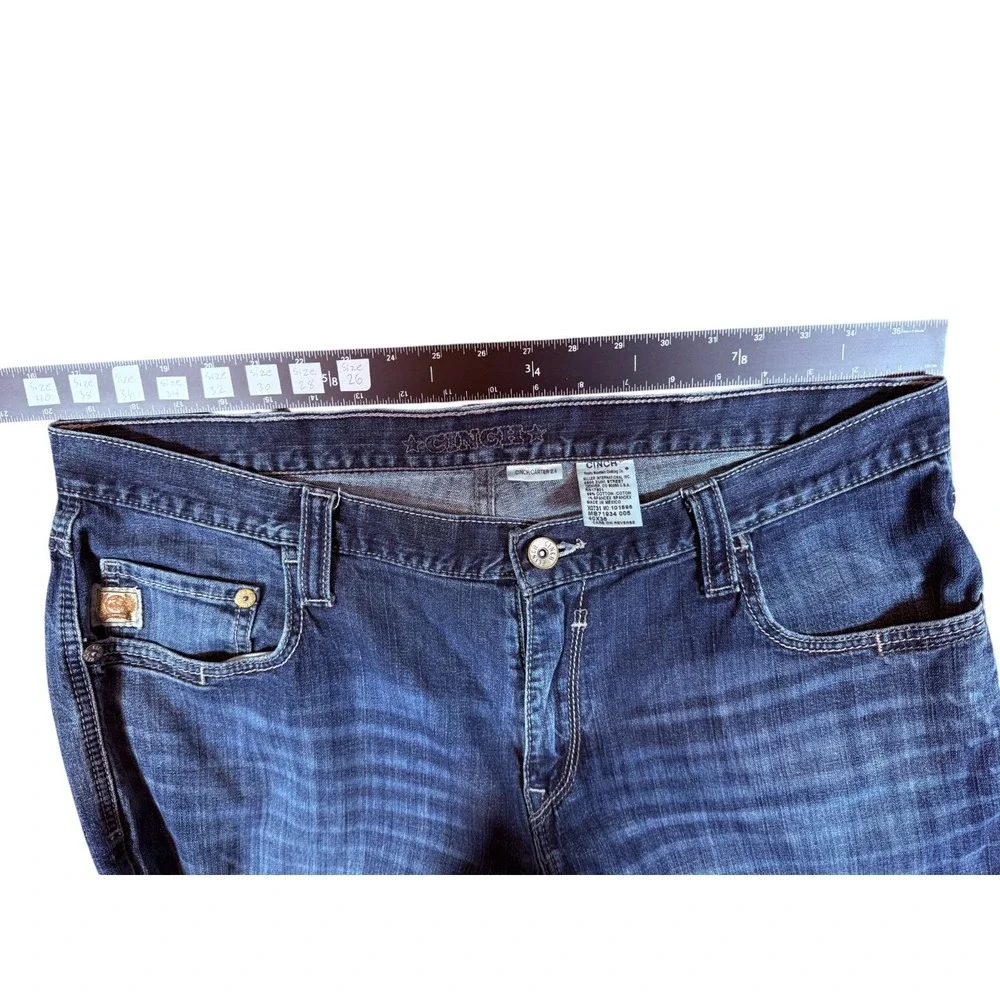Cinch Carter Jeans Mens 40x36 (40x32.5) Blue Stretch Logo Straight Leg Casual